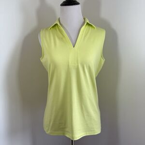 NEW Kettlewell Tank Medium Collar Neck Soft Stretch Yellow Green Bright